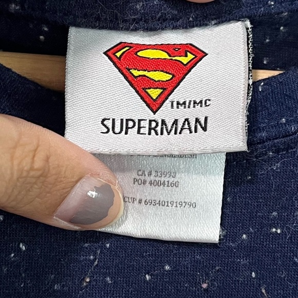 Superman Unisex Blue Speckled Graphic Tee, Size Large - Picture 2 of 9